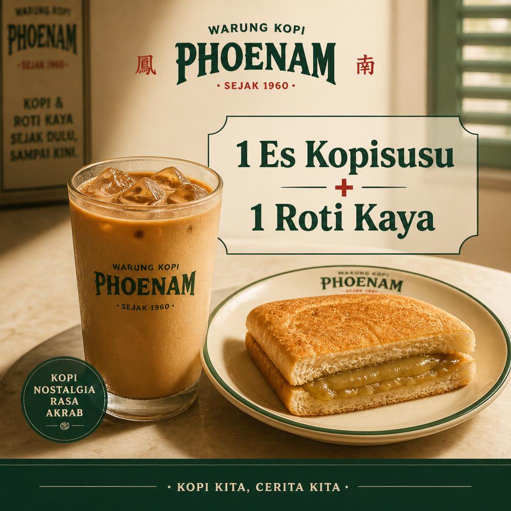 1 Es Kopisusu dan 1 Roti Kaya Warkop Phoenam